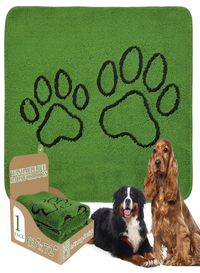 Homimp Washable Pee Pads for Dogs, 1 Pack Super Absorbent Reusable Puppy Pads,Green Long Wool Fake Grass for Potty Training, Upgrade Non-Slip and Leak-Proof,Floor,Couch,Bed and Crate,Green 63"×72" - Image 1